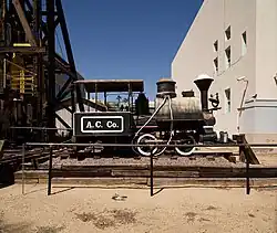 Old mining locomotive outside the Arizona Mining and Minerals Museum.