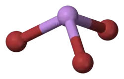 Ball and stick model of arsenic tribromide