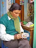 Artist making Dashavatara cards of Bishnupur