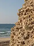 Ashdod-Yam (Ashdod on the Sea), Minat al-Qal'a fort. Eroded northern tower of the Sea Gate (or western gate)