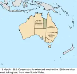 Map of British claims to Australia; for details, refer to adjacent text