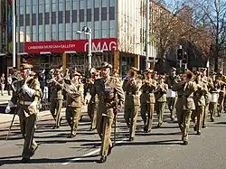 The Australian Army Band Corps at the No. 28 Squadron RAAF freedom of the city parade in Canberra, 2013.