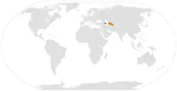 Map indicating locations of Azerbaijan and Turkmenistan