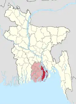 Location of Bhola in Bangladesh