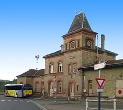 Bouzonville station, with distinctive window and door framing.