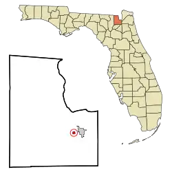 Location in Baker County and the state of Florida
