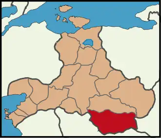 Map showing Sındırgı District in Balıkesir Province