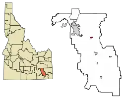 Location of Inkom in Bannock County, Idaho.