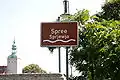 Bilingual name of the river Spree on the bridge in Bautzen