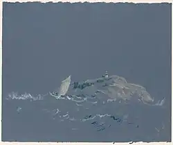 Bear Island Light, pastel on blue wove paper (26 x 31.6 cm)