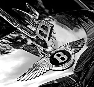 Image 3A Bentley badge and hood ornament atop a 1960 S2 4-door saloon