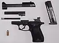 The Beretta 84FS disassembled.