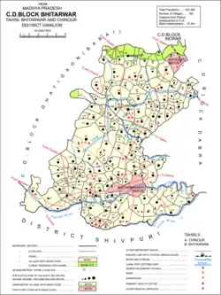 Map of Bhitarwar CD block and tehsil