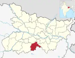 Location of Nawada district in Bihar