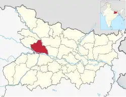 Location of Saran district in Bihar