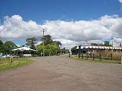 Location of the former railway crossing, next to station