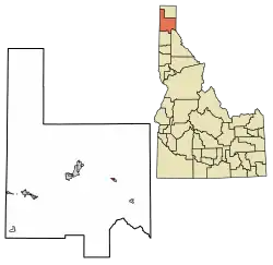 Location of Hope in Bonner County, Idaho.