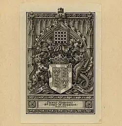 Bookplate with the arms of the 9th Duke of Beaufort