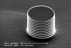 A silicon pillar fabricated using the Bosch process