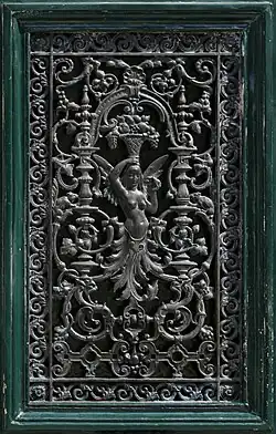 Renaissance Revival – cast iron door window grill of a building on the Boulevard du Temple no. 42, Paris, unknown architect, c. 1850