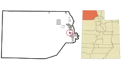 Location in Box Elder County and the state of Utah