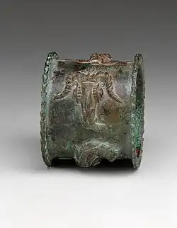 Ijebu brass bracelet depicting a ram head, 18th century