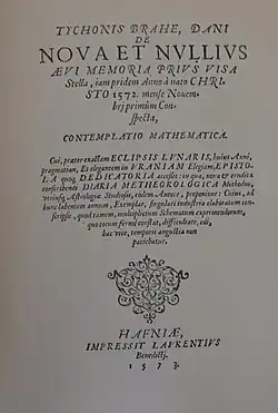 Title page to De nova stella, in a facsimile reprint of the original 1573 edition (1901)