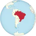 Localisation du Brésil sur une carte d'Amérique du Sud
