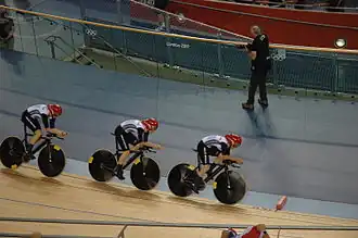 Dani King, Laura Trott, and Joanna Rowsell competing in 2012.