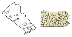 Location of New Hope in Bucks County, Pennsylvania (left) and of Bucks County in Pennsylvania (right)