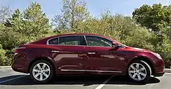 Profile of a 2nd generation Buick LaCrosse, showing Buick's re-introduced, trademark sweep-spear design.