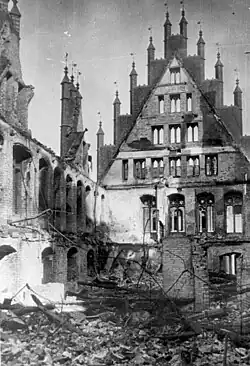 Bombed wreckage of Old Town Hall, 1943
