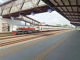 Commuter Line Bandung Raya was about to stop at Rancaekek station