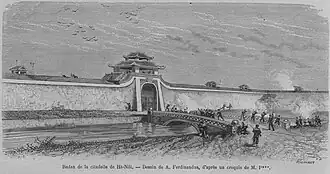 French troops attacking the city's wall on 20 November 1873.