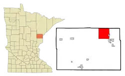 Location of the city of Cloquet within Carlton County, Minnesota