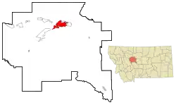 Location within Cascade County and Montana