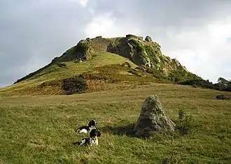 The east end of the saddle at the summit of the hill where Mansell's Tower used to stand