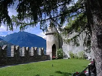 Ghibelline merlons at Saint-Pierre Castle, Italy