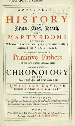 The title page of the second corrected edition of Apostolici (London, 1682)