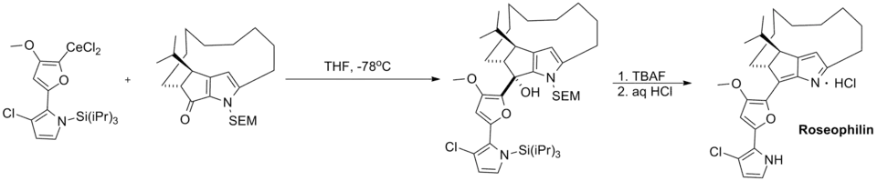 Total synthesis of roseophilin using an organocerium reagent
