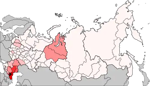 Distribution of Chechens, 2010