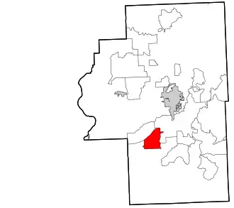 Location within Cherokee County and the state of Oklahoma