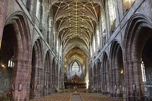 Chester Cathedral in England, a Gothic style basilica