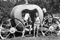 Children leaving a pumpkin ride in Fairytale Town, 1963