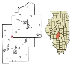 Location in Christian and Montgomery counties, Illinois