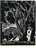 Woodcut: Trees & Houses, c. 1920