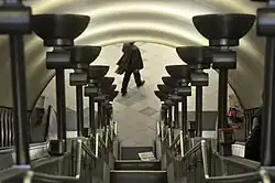 Uplighters on the escalators