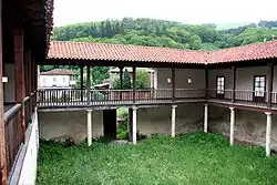 View of the town, including the monastery cloister.