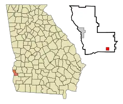 Location in Clay County and the state of Georgia