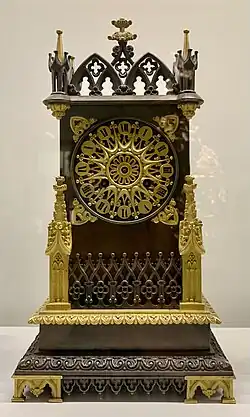 Gothic Revival clock, c. 1835 – c. 1850, gilt and patinated bronze, Museum of Decorative Arts, Paris